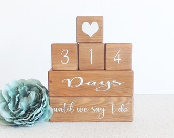 wedding countdown, engagement gift, days till wedding, countdown blocks, wooden countdown, days until, countdown to wedding, fiance present