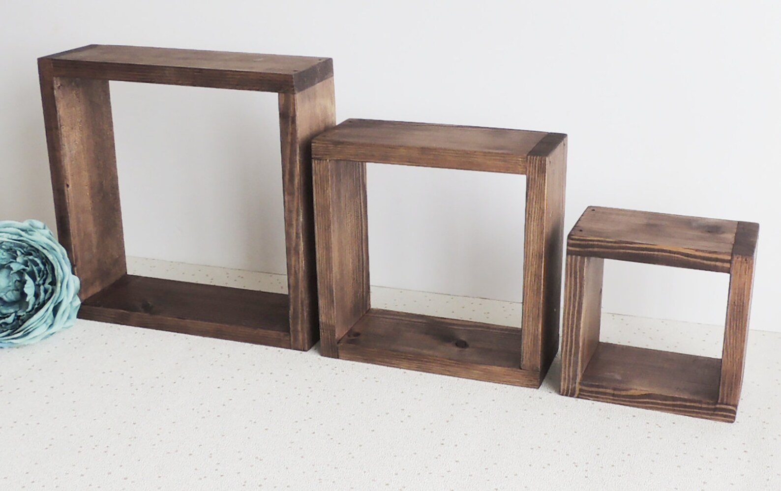 Set of Cube Shelves Geometric Decor Wooden Shelving Crystal Etsy