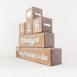 baby countdown, pregnancy countdown blocks, days until baby, personalised mum to be gift, pregnancy present, personalized countdown image 2