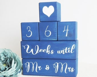wedding countdown, engagement gift, days till wedding, countdown blocks, wooden countdown, days until, countdown to wedding, fiance present