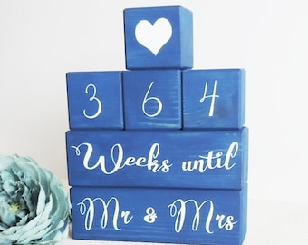 Bloques de cuenta regresiva para la boda: Regalo de compromiso, días hasta la boda