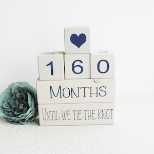 Engagement gift, wooden countdown blocks, fiance gift, engagement surprise, days until, wedding countdown, wooden calender, tie the knot