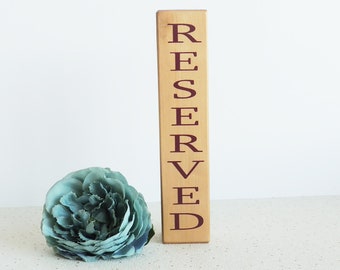 reserved sign, table reservation, wedding reserved sign, seat reservation, rustic decor, gold and red, reserved seating, cafe decor