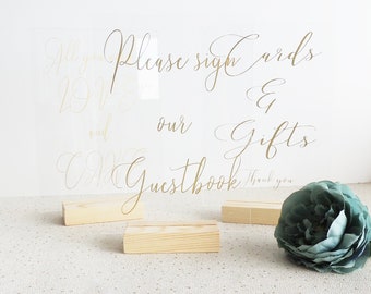 A5 Acrylic Sign Holders: Wooden Wedding Table Decor, Set of 3