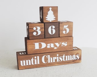 Wooden Christmas Countdown Blocks: Rustic Holiday Decor