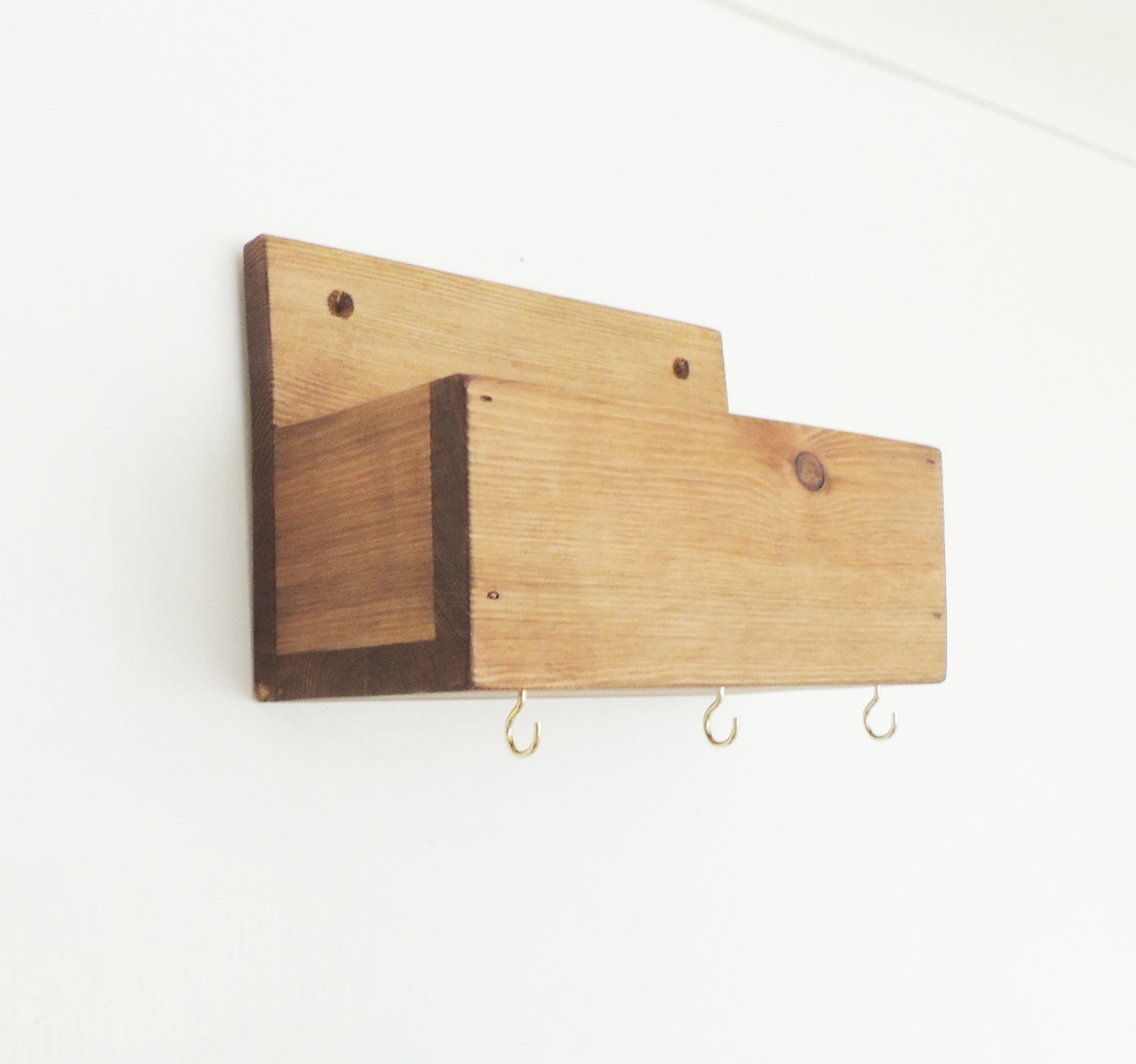 wooden hall holder rustic storage shelf key holder wooden wall shelf caddy 