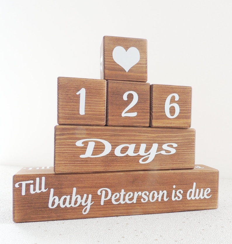 baby countdown, pregnancy countdown blocks, days until baby, personalised mum to be gift, pregnancy present, personalized countdown image 3