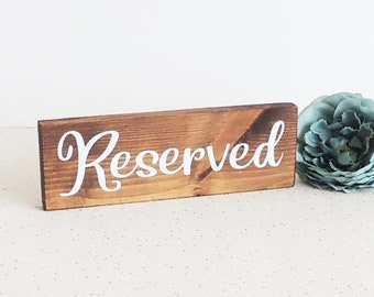 Rustic Wooden Reserved Sign: Dark Oak Table Decor