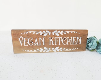Rustic Vegan Kitchen Wood Sign: Cafe Tea Room Decor