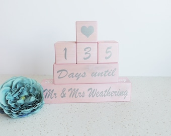 Personalized Wedding Countdown Blocks: Engagement Gift
