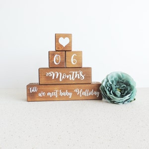 personalised baby countdown, baby shower gift, pregnancy present, mum to be, expectant parents countdown, wooden calender, blocks for baby image 5