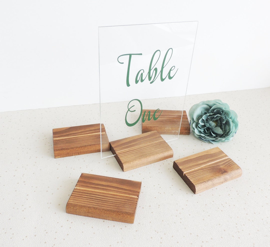 Wooden Acrylic Table Sign Holders: Wedding Table Decor, Set of 10 - Etsy