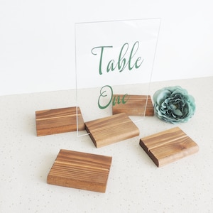 10 porta-placas de acrílico, porta-placas de acrílico, porta-nomes de mesa, decoração de casamento de madeira, nomes de mesa de convidados, blocos de cartão, decoração de mesa de casamento