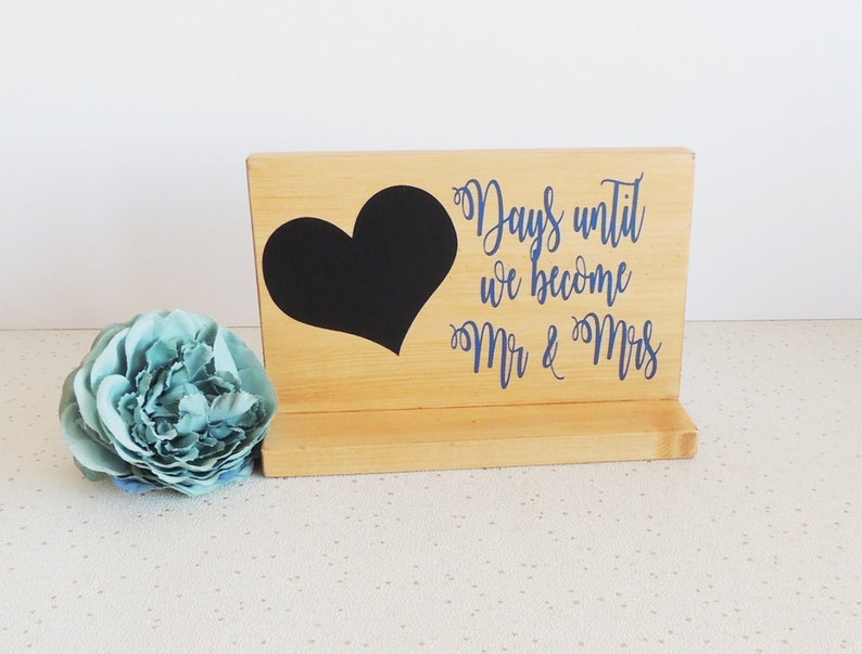 wedding countdown, engagement gift, gift for couple, proposal gift, wedding calender, mr and mrs ideas, rustic decor, days until, chalkboard image 3