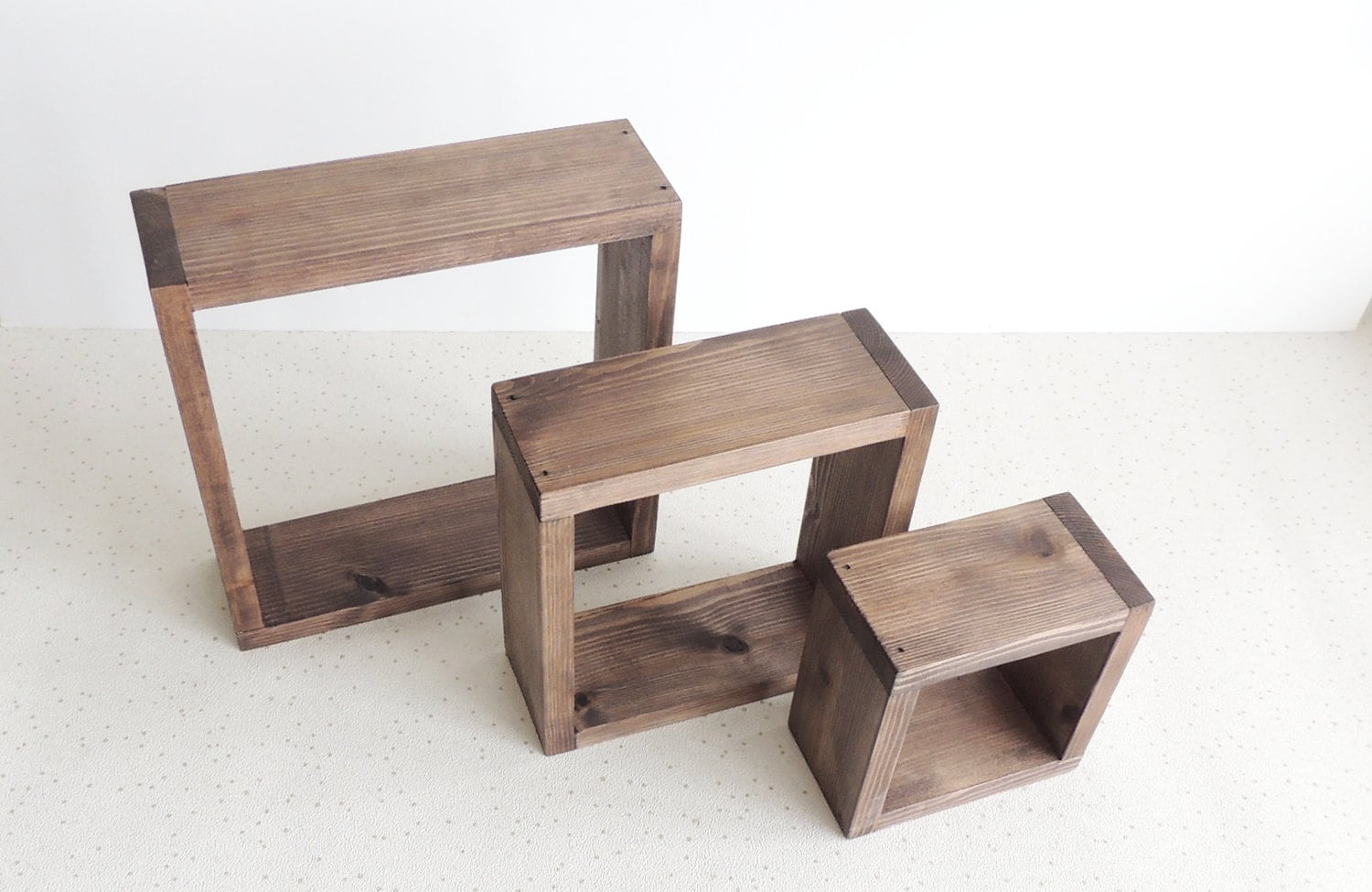 Set of Cube Shelves Geometric Decor Wooden Shelving Crystal Etsy