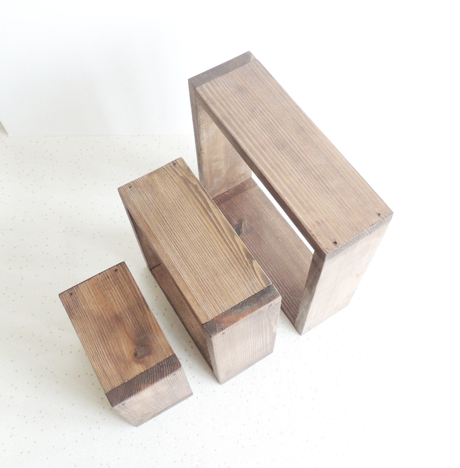 Set of Cube Shelves Geometric Decor Wooden Shelving Crystal Etsy