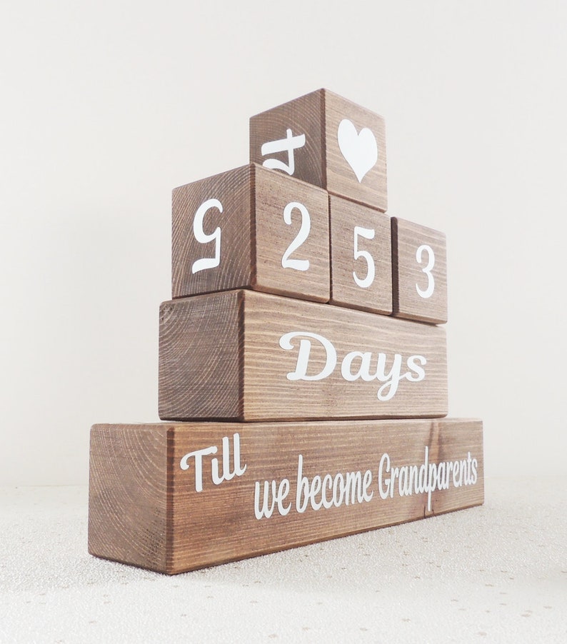 Baby Countdown Blocks Grandparent Gift Baby Announcement Etsy