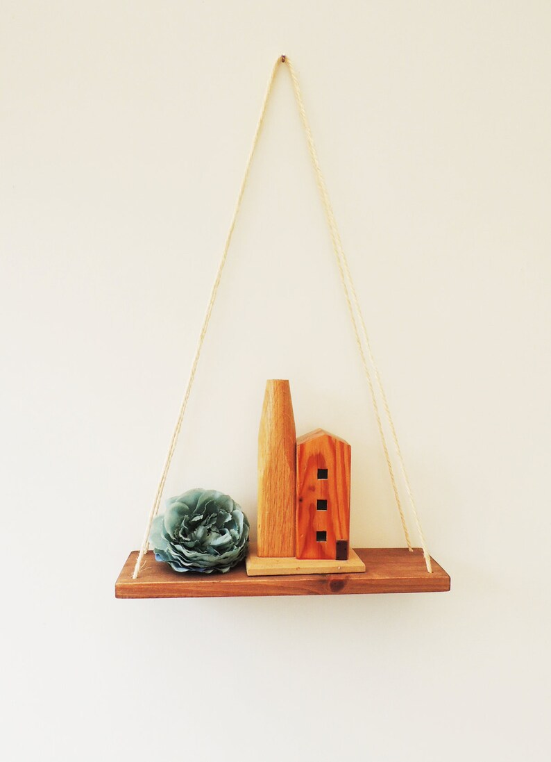 floating wall shelf, dorm decor, swing shelves, nursery decor, hygge decor, minimalist decor, hanging shelves, wooden shelf, display shelves image 4