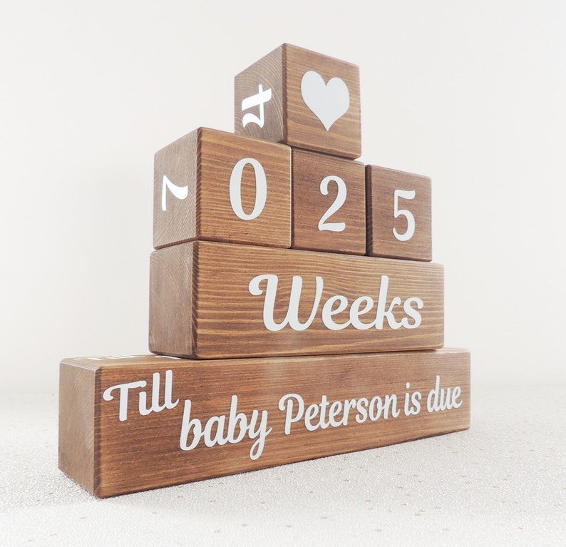 baby countdown, pregnancy countdown blocks, days until baby, personalised mum to be gift, pregnancy present, personalized countdown image 4