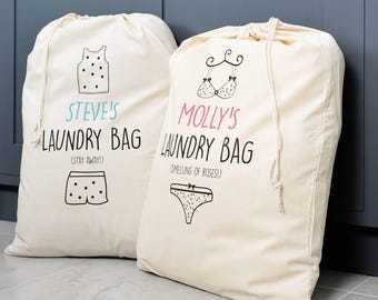 Personalised His And Hers Laundry Bag Set