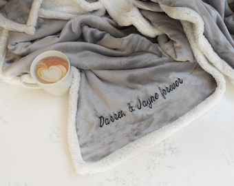Personalised Grey And White Super Soft Blanket