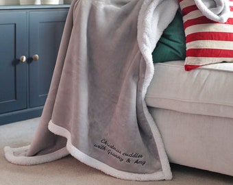 Personalised Christmas Grey Super Soft Blanket