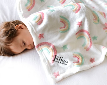 personalised rainbow baby blanket