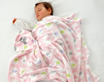 Personalised Pink Fluffy Elephant Blanket