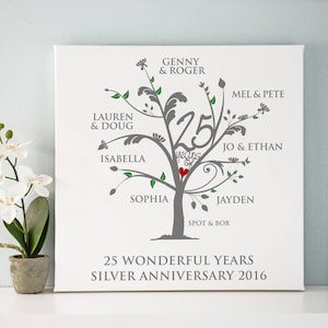 Personalised Silver Anniversary Family Tree Print