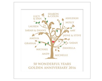Personalised Golden Anniversary Family Tree Digital File