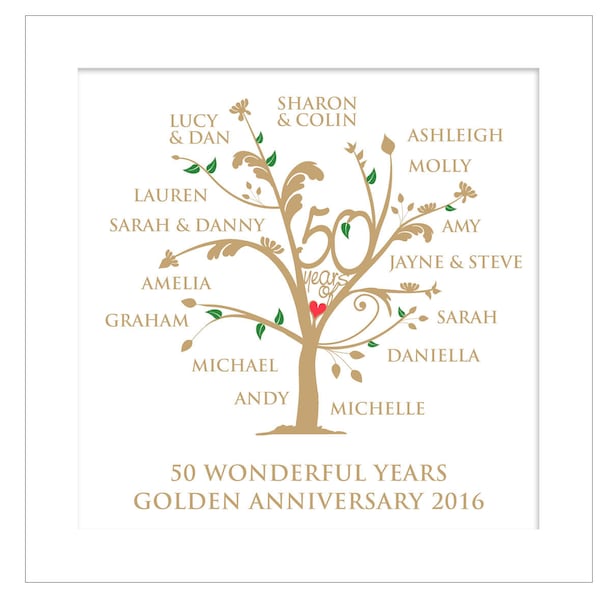 Personalised Golden Anniversary Family Tree Digital File