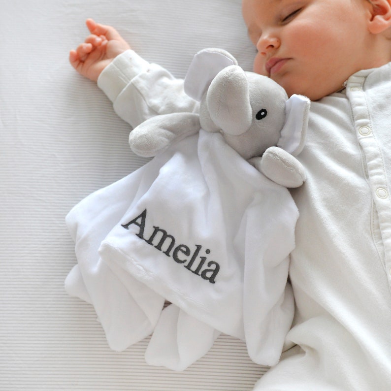 Personalised White Elephant Comforter With Soft Ears