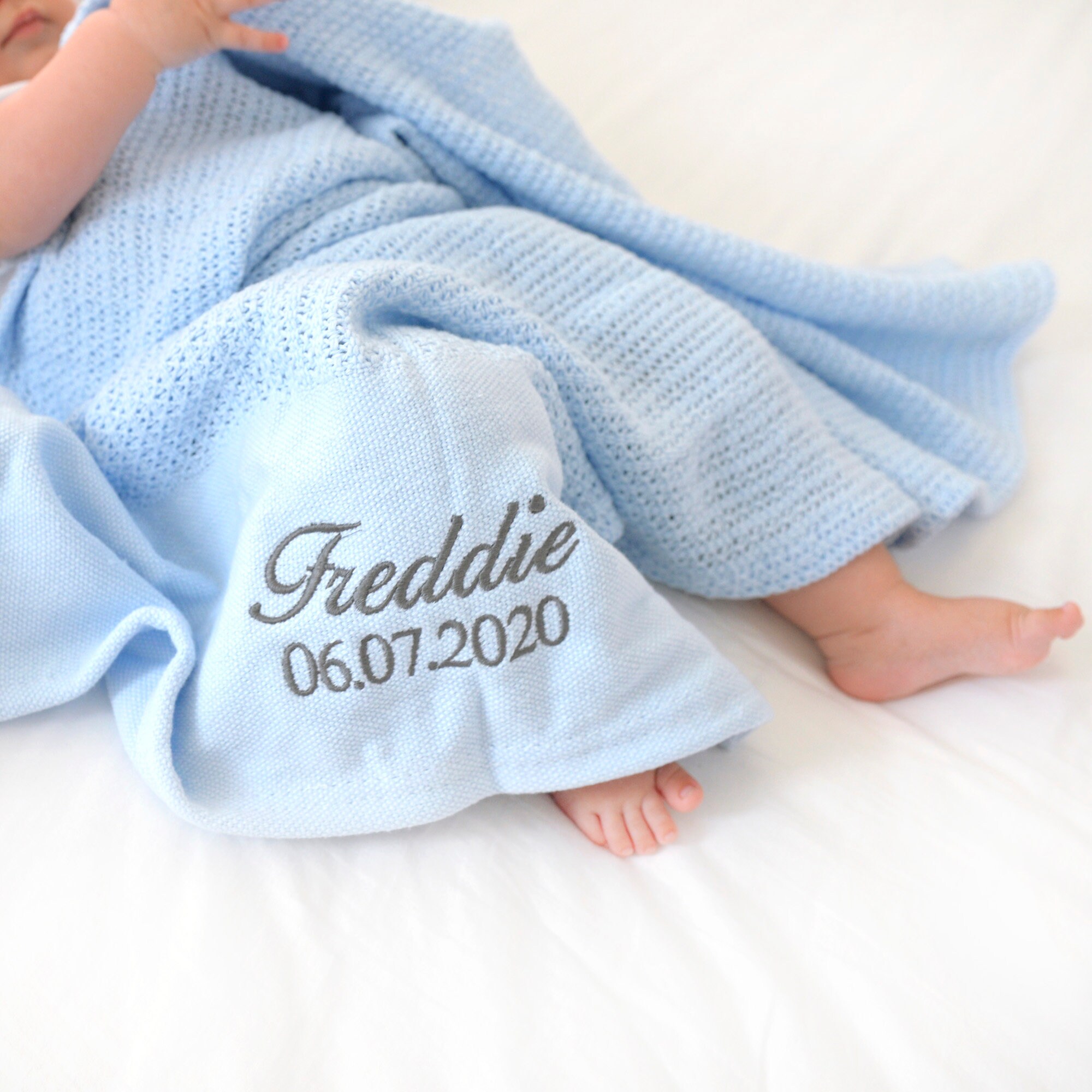 Personalised Blue Cellular Baby Blanket Etsy