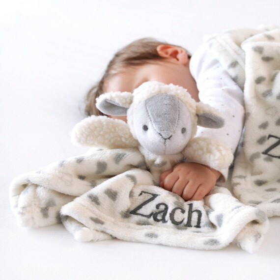Personalised Lamb Comforter and Cream Blanket Set Etsy