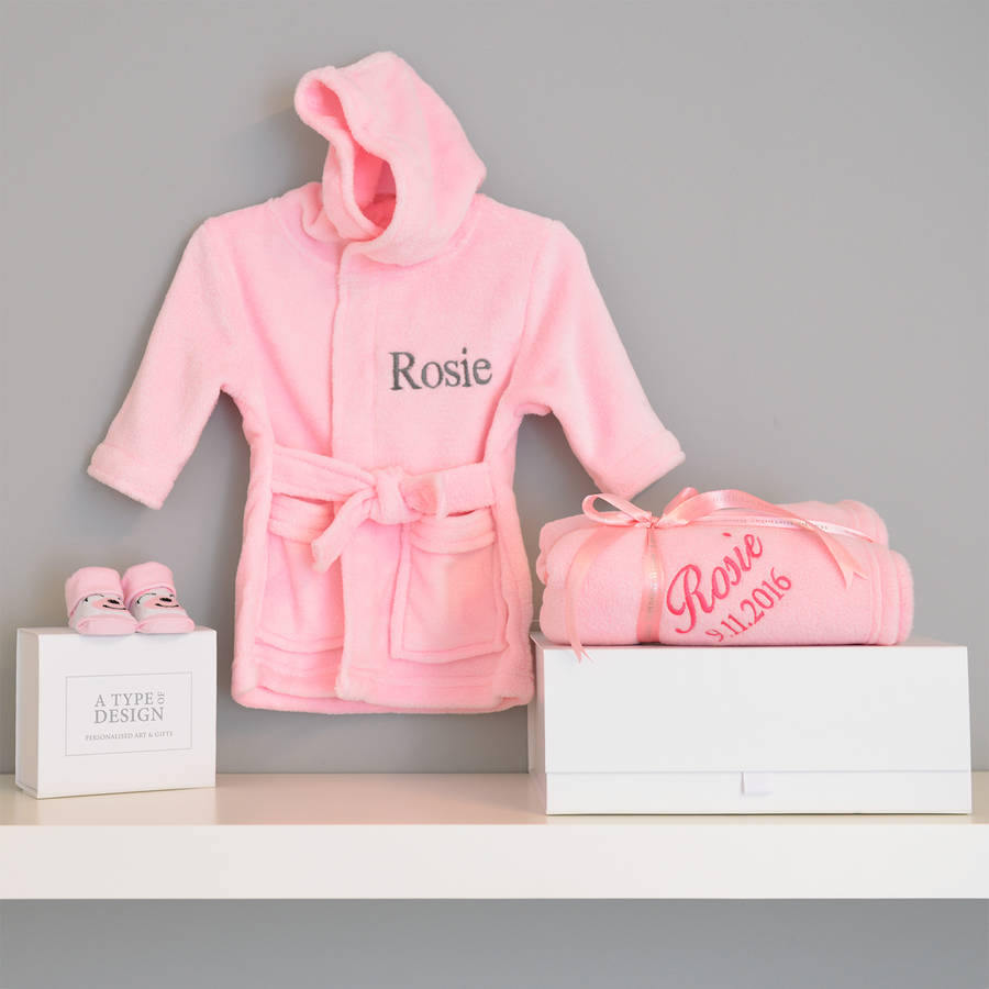 Baby girl personalised dressing gown Clearance