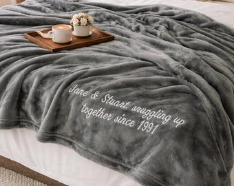 Manta personalizada cinza macia