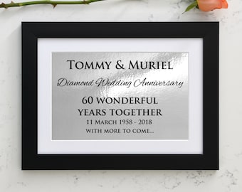 Personalised Diamond Wedding Anniversary Framed Print