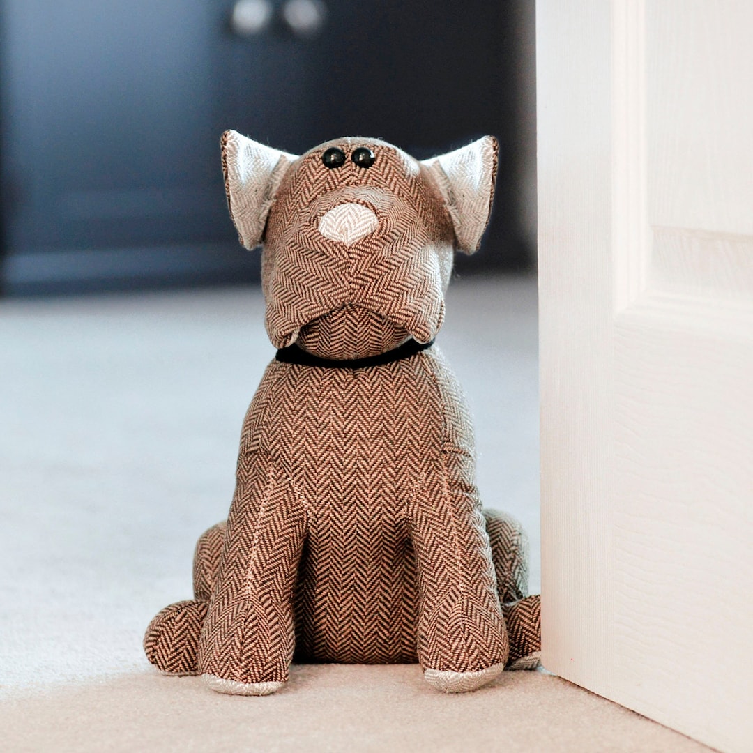 Luxury Brown Terrier Dog Padded Doorstop Etsy
