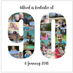Personalisierte 90. Geburtstag Foto-Collage Digitale Datei