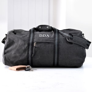Personalised Vintage Overnight Holdall Black