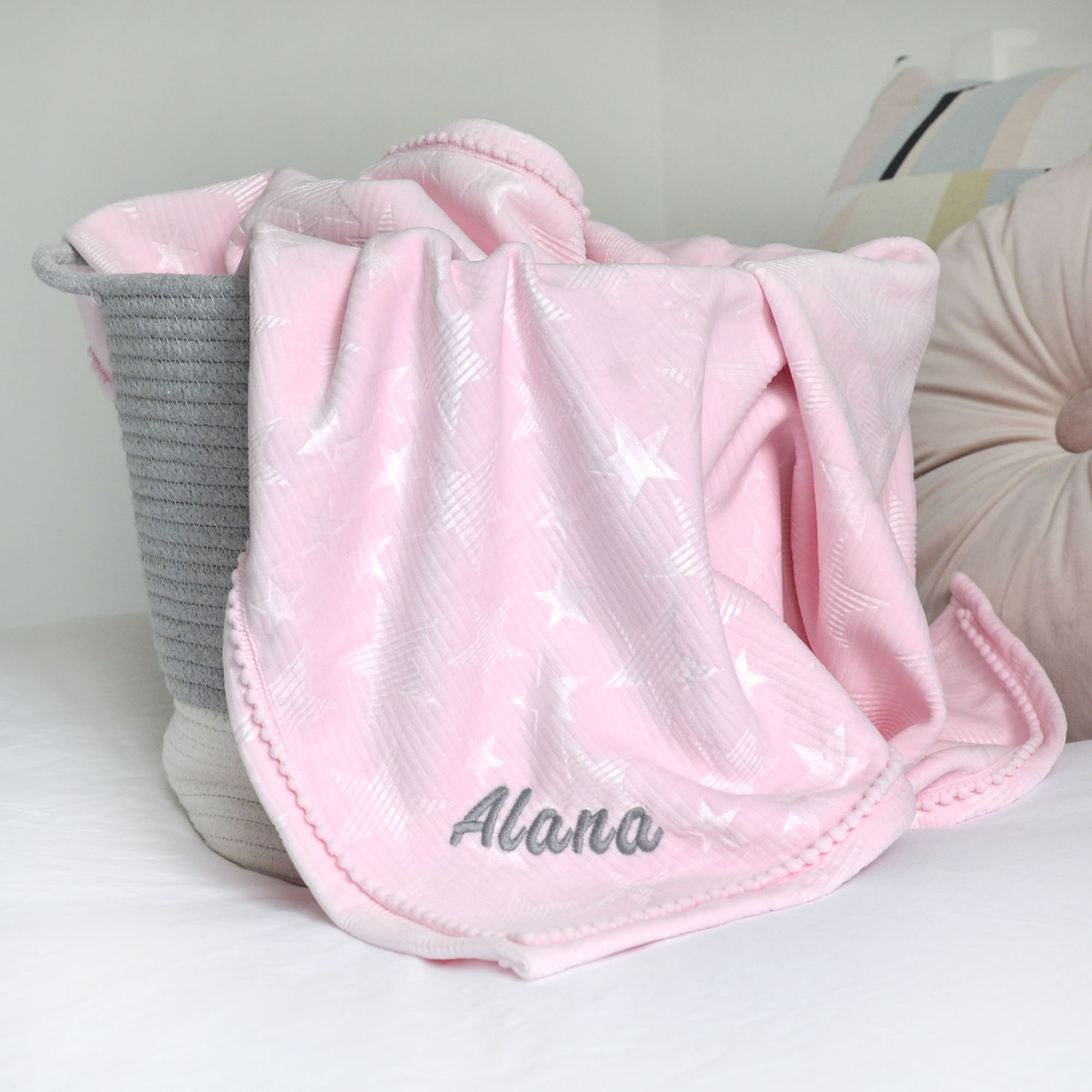 Pink star baby blanket top
