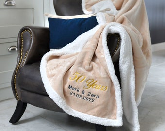 Personalised Golden Wedding Anniversary Neutral Blanket