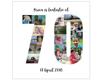 Personalised 70th Birthday Photo Collage Digital File
