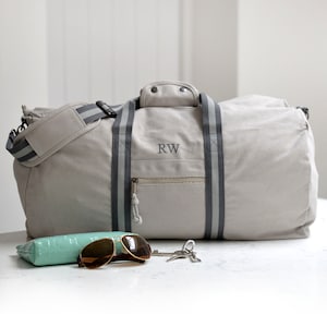 Personalised Vintage Overnight Holdall Grey