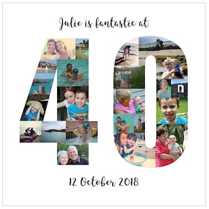 Personalised 40th Birthday Photo Collage Digital File