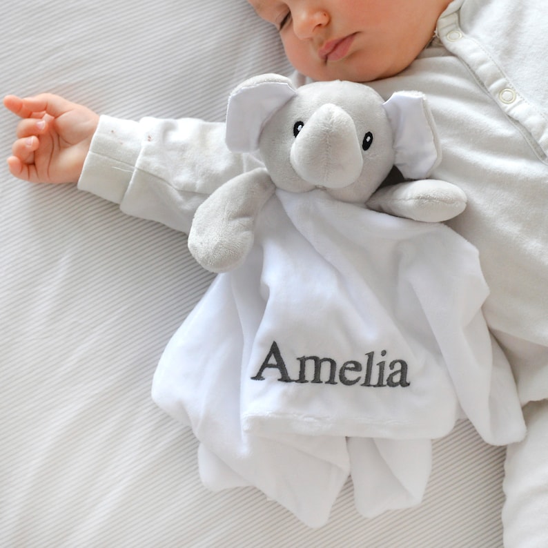 Personalised White Elephant Comforter With Soft Ears