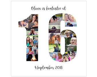 Personalised 16th Birthday Photo Collage Digital File