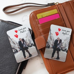 Conjunto de dois cartões fotográficos de metal de carteira personalizados