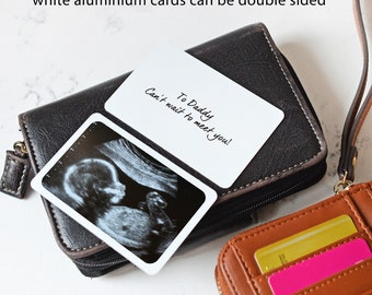 Personalised Baby Scan Wallet Metal Photo Card with text