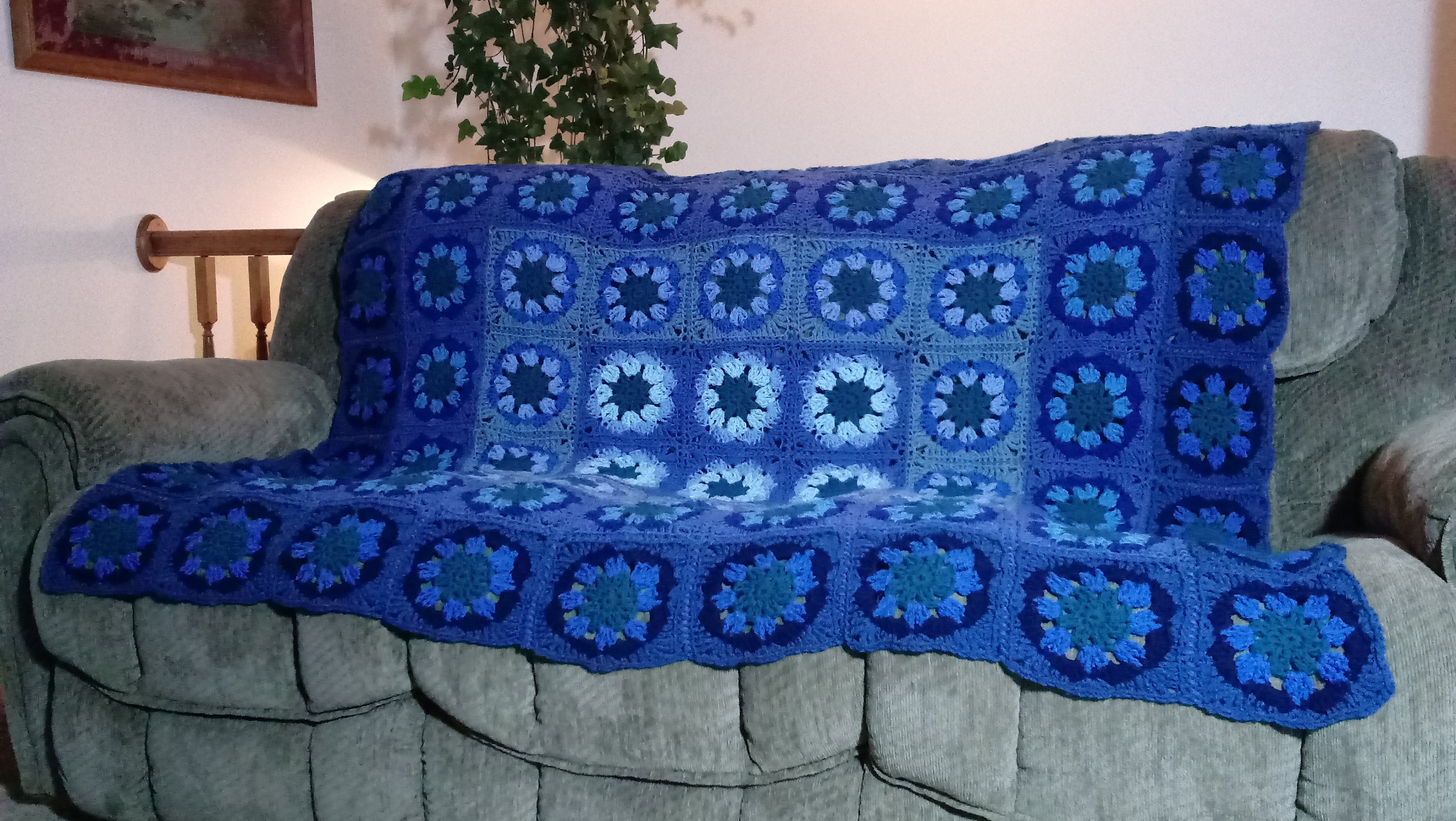 Shades of blue Granny Square Afghan Etsy